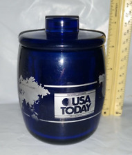 Vintage USA TODAY Nation's Newspaper No. 1 in the USA Cobalt Blue cup Desk adv. picture